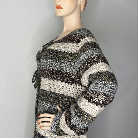 Stripe Knitted Double Tie Front Duster Cardigan - Picture 13 of 17